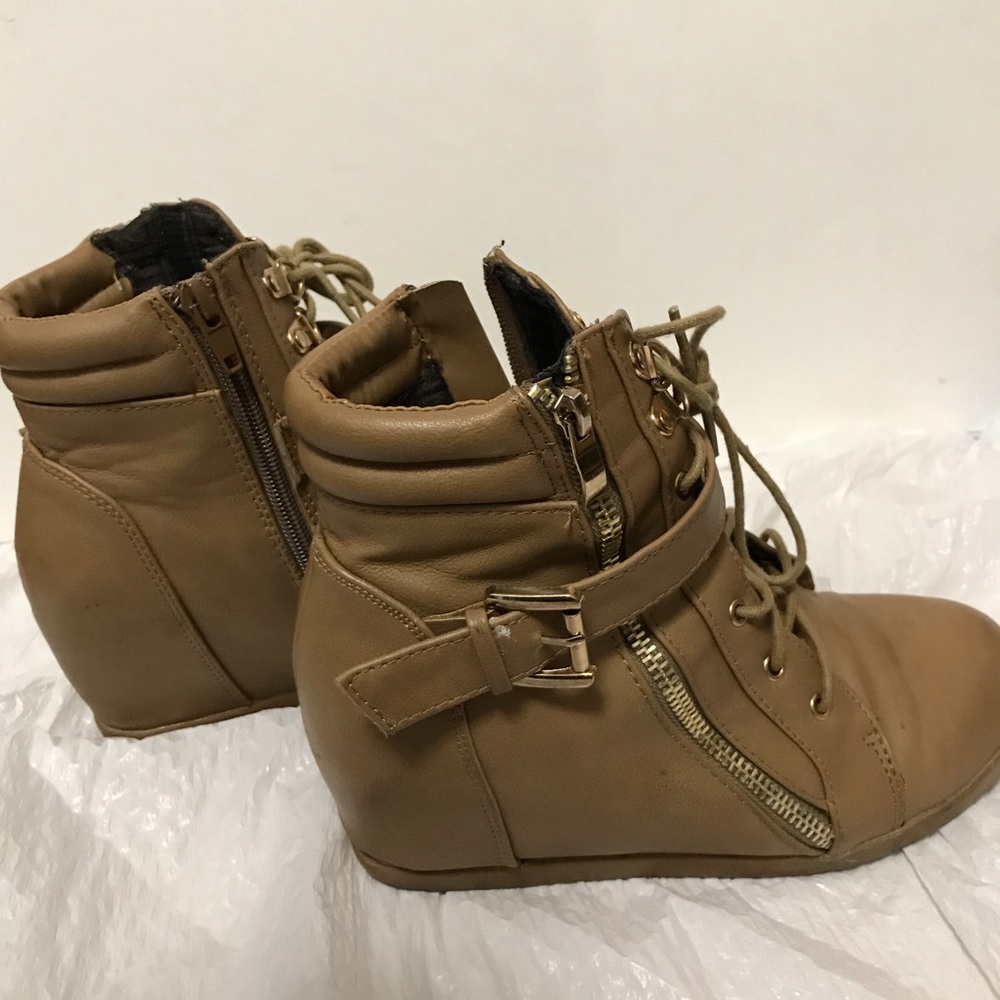 Tan hidden heel wedges